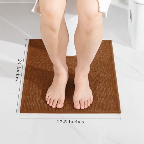 chakme Bathroom Rugs Mat U-Shaped 24x17, Ultra ThinNon Slip Bath Mat Small Quick Dry Absorbent Bath Matfor Bathroom Floor, Rust, U-24"x17" - Image 2