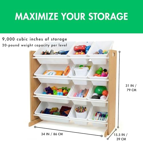 Humble Crew Kids Toy Organizer with 12 Bins, 4 Tier Storage for Playroom - Image 2