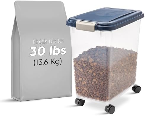 IRIS USA Dog Food Storage Container, Up to 30 lbs, Navy, Made in USA - Image 3