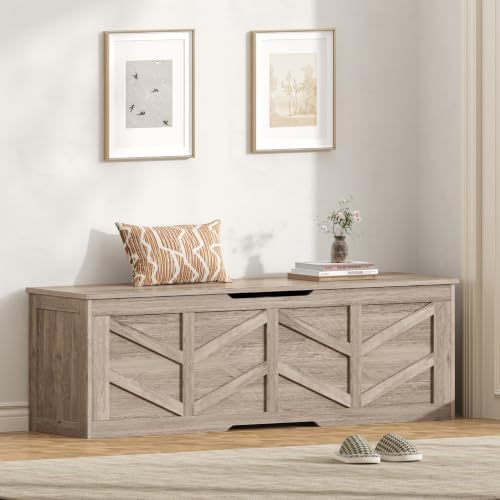 51.2" Extra Large Storage Chest, Wooden Storage Bench with 2 Safety Hinges by Zeibospri