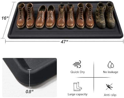 HIYARD Rubber Boot Tray for Entryway, Multipurpose Boot Mat, Shoe Tray, Shoe Mat for Indoor and Outdoor, 16x47, Black - Image 2