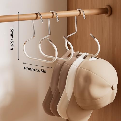 10 Pack Hat Hangers for Closet - Nonslip Space Saving Steel Hat Rack for Baseball Caps, Versatile Hanger Holder for Belts, Vest, Ties and Scarves (White) - Image 2