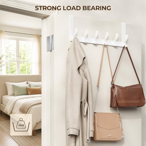 Optish Over The Door Hooks, Door Hanger Hooks for Hanging, Over The Doors Towel Racks for Bathroom with 12 Coat Hook, Coat Rack Bathroom Accessories（2 Pack, White） - Image 3