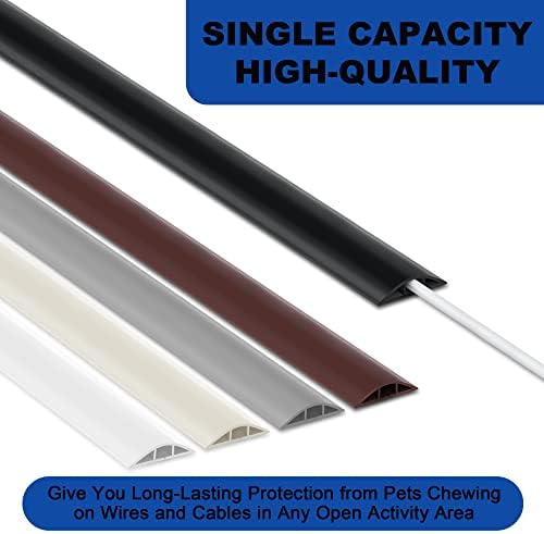 4FT Cord Cover Floor, Black Cord Hider Floor, Extension Cable Cover Power Cord Protector Floor, Cable Management Hide Cords on Floor- Soft PVC Wire Covers - Cord Cavity: 0.47" (W) x 0.24" (H) - Image 4