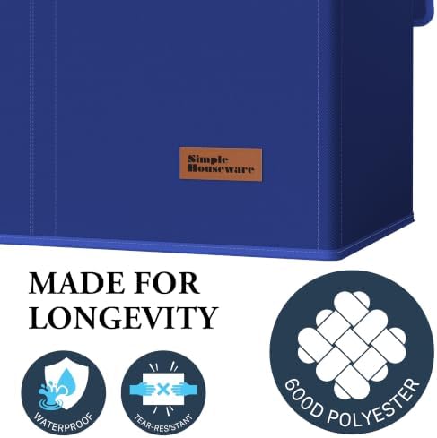 Simple Houseware Double Laundry Hamper with Lid & Removable Bags, Dark Blue - Image 5