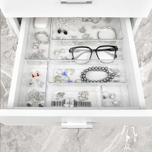 Manalete 15 Pcs Clear Plastic Drawer Organizer, Makeup & Vanity Organizer - Image 5
