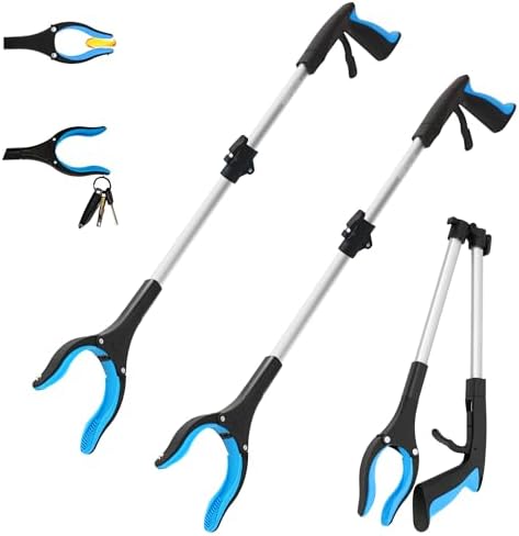 2 Pack 32 inch GrabRunner Reacher Grabber Tool with Strong Magnetic and Swivel Head (New Blue) by GRABBEREXPERTER