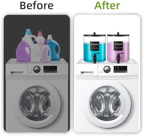 Glass Laundry Detergent Dispenser, 128 oz / 3.5L Fabric Softener Dispenser for Laundry Room Organization, Detergent Holder with Plastic Spigot (Black, 1 Pack) - Image 6