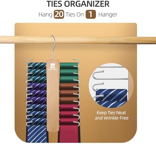 ZEDODIER 2 Pack Tie Hanger, Tie Organizer for Closet, Holds 40 Ties - Image 2