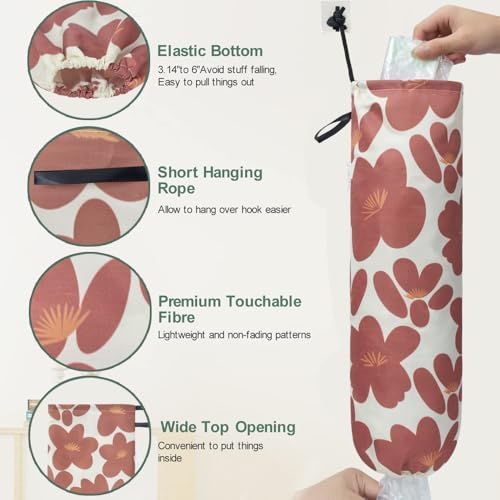 TOGETRUE Plastic Bag Holder, Lightweight Grocery Bag Holder for Plastic Bags, Wall Mount Shopping Storage Organizer, Reusable Dispenser for Kitchen Pantry Outdoor (Coral Red) - Image 6