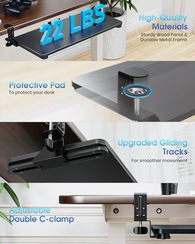Large Keyboard Tray Under Desk, Pull Out Keyboard & Mouse Tray for Typing - Image 3