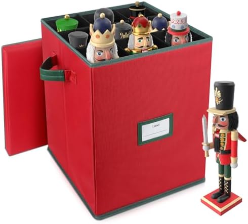 Christmas Nutcracker and Figurine Collectible Storage Box ,Christmas Storage Box with Adjustable Dividers, Holiday Decor Organizer Holds Up to 16’’ Tall Ornaments,Ideal for Nutcrackers and Figurines by LuKeline