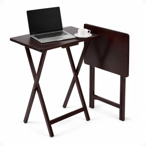 PJ Wood - Folding TV Tray Set of 2 - Espresso Wood Tables by PJWood