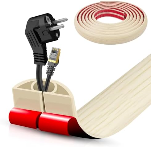 Floor Cord Cover Self Adhesive Cord Hider,10FT Cable Management, Extension Strip Protector for Wires, Prevent Cable Trips for Offices, Gyms, Exhibitions Cavity:0.51"(W) x 0.3"(H) Yellow Wood by DBHXXMB-HH