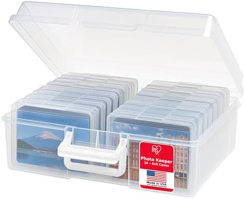 IRIS USA Photo Storage Box |Made in USA| 16 Cases - Clear by IRISUSA