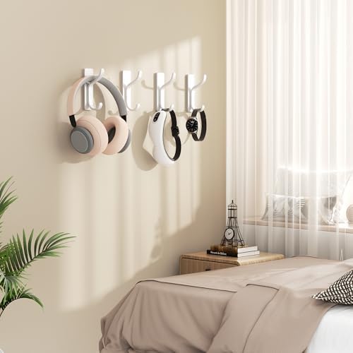 Adhesive Wall Hooks for Towel/Coat,13Lb Strong Stick-On Hooks, White 4 Pack - Image 2