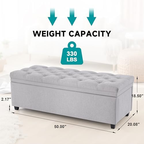 Mangodan 50 Inch Large Storage Ottoman, Tufted Ottoman with Storage - Image 2