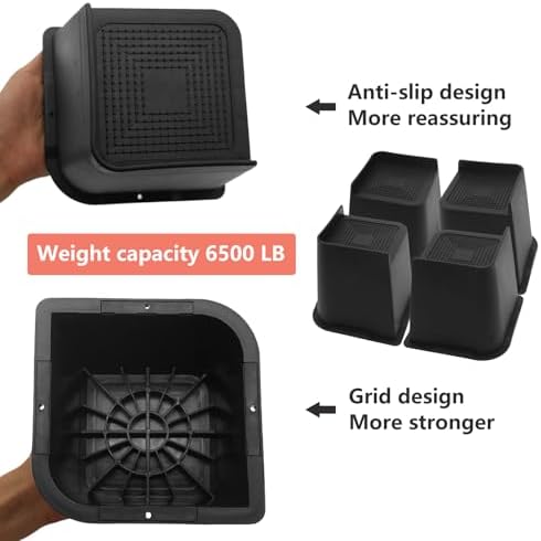 8 Pack Bed Risers 5 inch Heavy Duty, Oversized Furniture Risers - Image 4