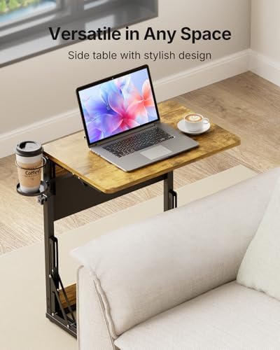 HUANUO Adjustable TV Tray Table with Cup Holder, Storage Bag & Tablet Slot - Image 5