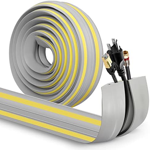 Eapele Floor Cable Cover Protector,Heavy Duty PVC Duct Easy to Unroll,Prevent Cable Trips and Protect Wires,Perfect for Home Office or Outdoor (Gray - 10ft) by Eapele