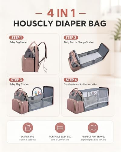 houscly Diaper Bag Backpack with Changing Station, 25L Large Capacity - Image 3