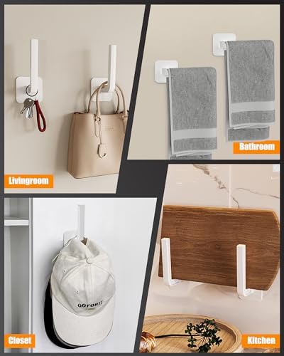 Hat Rack for Hat Storage (4-Pack), Multi-Purpose Hat Organizer, Strong Adhesive Hat Hooks for Wall Organizer for Baseball Caps, Two Mounting Options Hook, White - Image 4