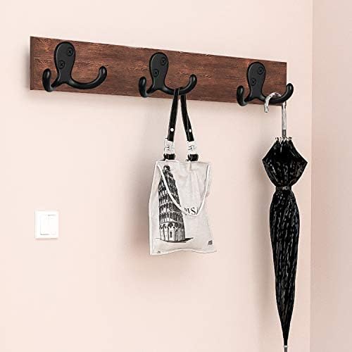 IBosins 10 Pack Black Double Prong Coat Hooks Wall Mounted with 20 Screws - Image 7