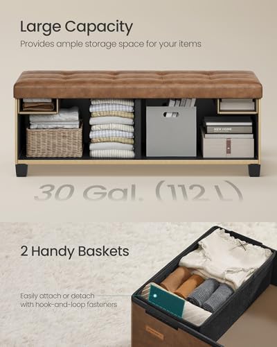SONGMICS Storage Ottoman Bench with Legs, 43.3 Inches, 30 Gal. (112 L) - Image 6