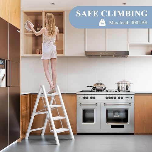 4 Step Ladder, Foldable Aluminum Step Stool with Anti-Slip Pedal - Image 5