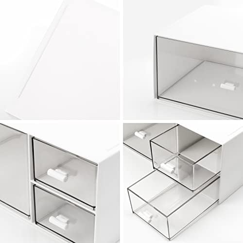 Desk Organizer Stackable Storage Drawers with 3 Compartments Stackable Drawers Great for Desk Storage, Makeup Storage Bathroom Organization Accessories Etc (White) - Image 6