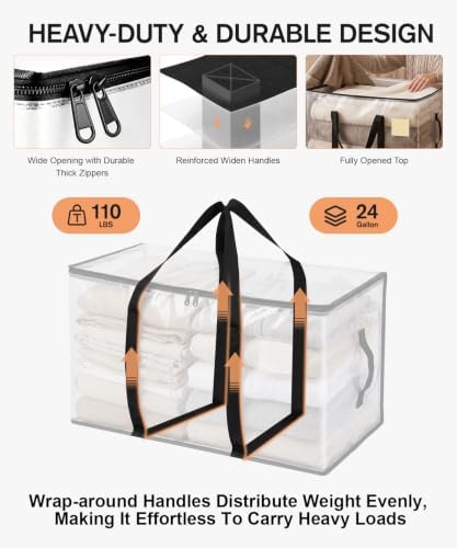 Clear Moving Bags Heavy Duty Extra Large 6-Pack, 110 LBS Load Storage Bag - Image 4