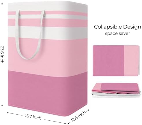 StorageRight Laundry Basket Hamper, 75L Collapsible Clothes Storage, Pink - Image 2