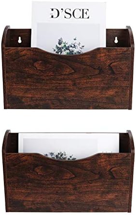 PAG-Mass Wall File Holder Wall Mounted Wood Hanging File Organizer for Office, 2 Pockets, Brown by PAG