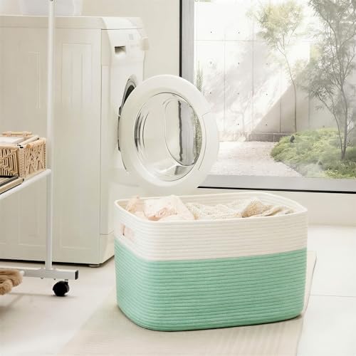 Artfeel Blanket Basket,Rectangle Woven Baskets for Storage,30L Laundry Basket for Decorative Nursery Blanket,Toys,Dirty Clothes and Magazine in Shelves,Baby Room,and Living Room - Image 3