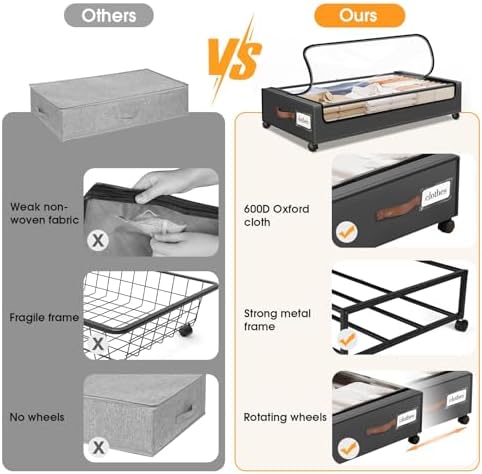 Under Bed Storage with Wheels 2Pack Storage Containers with Clear Window - Image 6