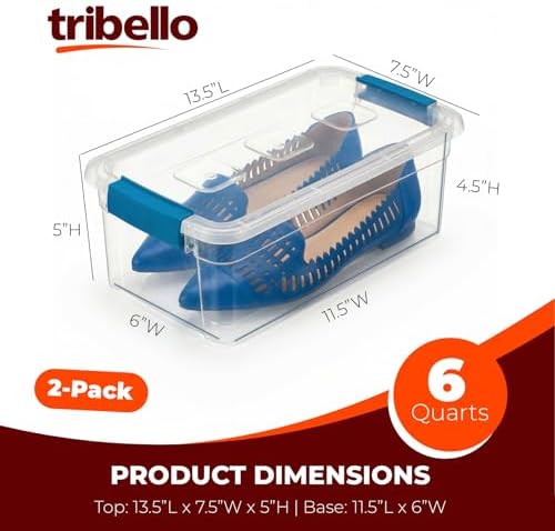 Tribello Clear Plastic Storage Bins with Lids Stackable Storage Bins (6 Quart) - Image 2