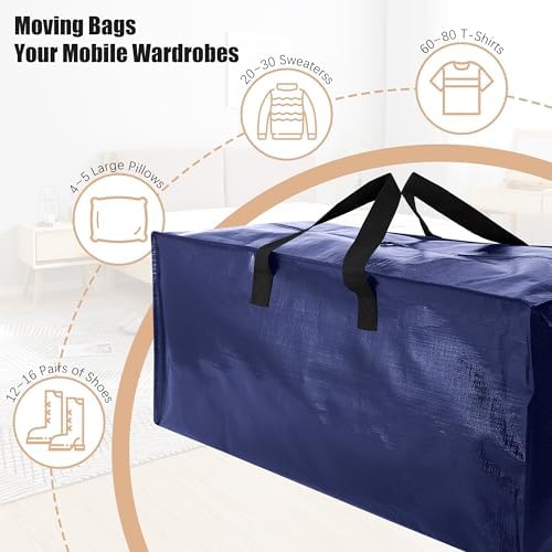 NATURELUX Heavy Duty Moving Bags with Backpack Straps and Strong Handles, Alternative to Moving Boxes and Storage Totes for Dorm Room Essentials, 12 Pack, Blue - Image 6
