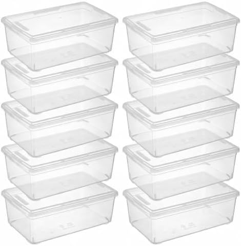 novelinks 10 Pack 6QT Plastic Storage Bins with Lids, Shoe Bins by novelinks