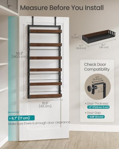 SONGMICS 6-Tier Over the Door Pantry Organizer, Adjustable Spice Rack - Image 5