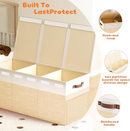 Dayacoco Extra Large Toy Box, Collapsible toy Storage, Kids Organizer,Beige - Image 3