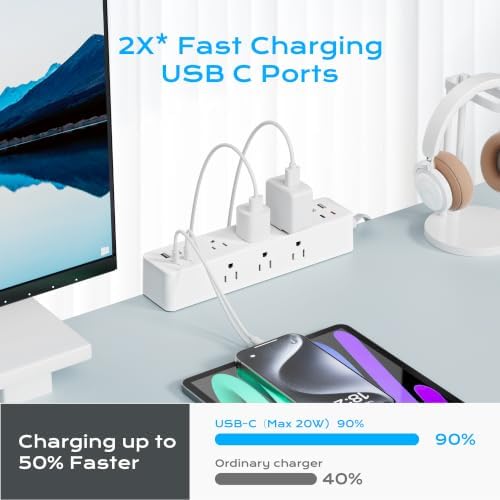 Desk Clamp Power Strip 10FT, Acozvin 40W Total Fast Charging Station - Image 3