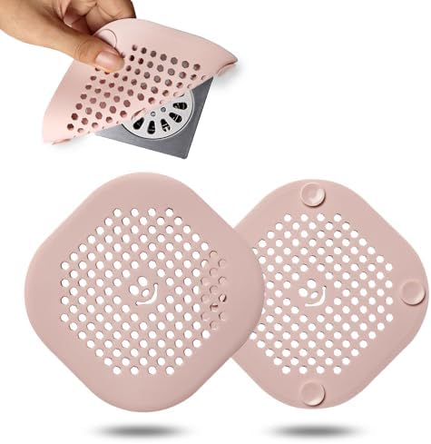 2 Pack Drain Cover Hair Catcher Sturdy Silicone Drain Protector Hair Stopper for Shower Kitchen Bathroom Bathtub Sakura Pink by Couidlmakeslifecolorful