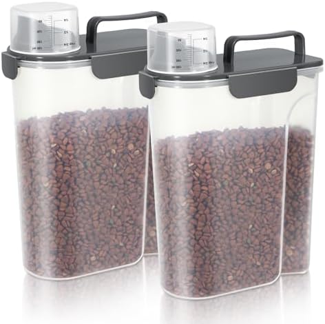 LEAWALK Cat Dog Pet Food Storage Container 5-7Lbs BPA-free (Black×2, 5L-2pack) by LEAWALK