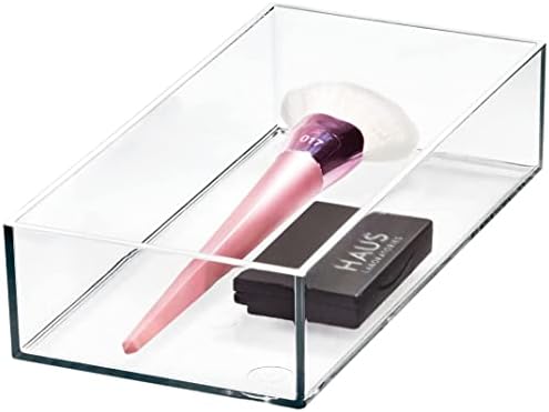 iDesign Stackable Makeup Drawer Organizer - Vanity Organizer or Desk Organizer - Clear/Matte White by iDesign