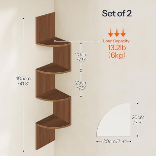 HOOBRO Corner Shelf Wall-Mounted, Set of 2 Floating Corner Shelves for Wall - Image 3
