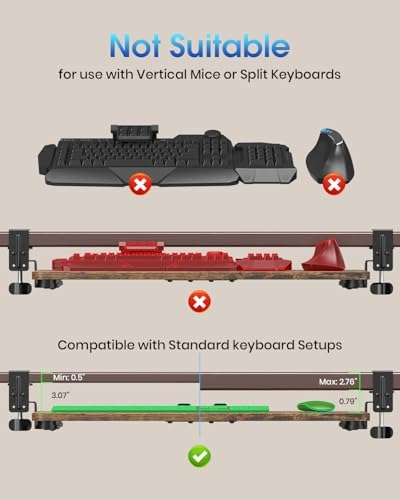 Small Keyboard Tray Under Desk, Pull Out Keyboard & Mouse Tray for Typing - Image 3