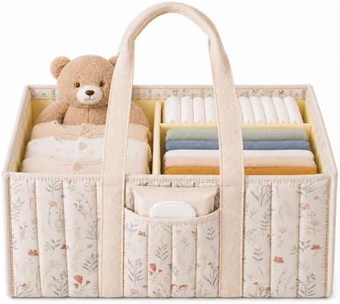 Floral Diaper Caddy Organizer, Baby Essentials Storage Basket by Unknown