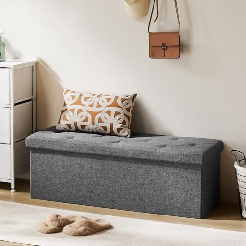 DUMOS 43 Inch Folding Storage Ottoman Bench, Large Ottoman with Storage - Image 2