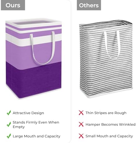HomeHacks 2 Pack Laundry Baskets, Laundry Hampers Bags (Purple 75Lx2) - Image 3