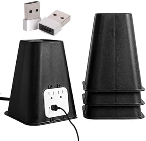 Bee Neat Heavy Duty Bed Riser with USB Outlet, Furniture Lift 7.25" 4 Pack by BeeNeat